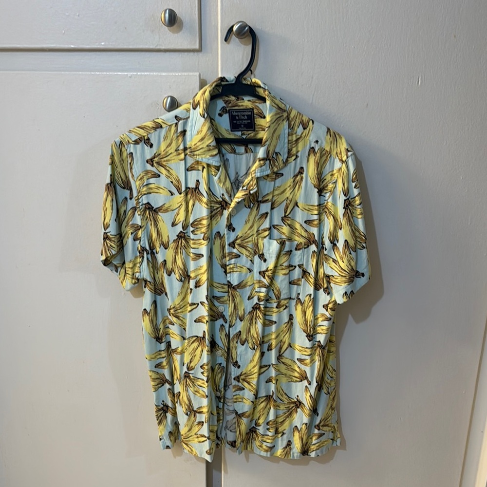 Abercrombie & Fitch Yellow and Blue Casual Button Down Shirt